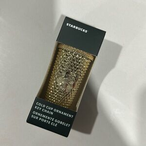 NEW Starbucks Ornament Keychain Tumbler Gold Holiday Christmas Studded Metallic